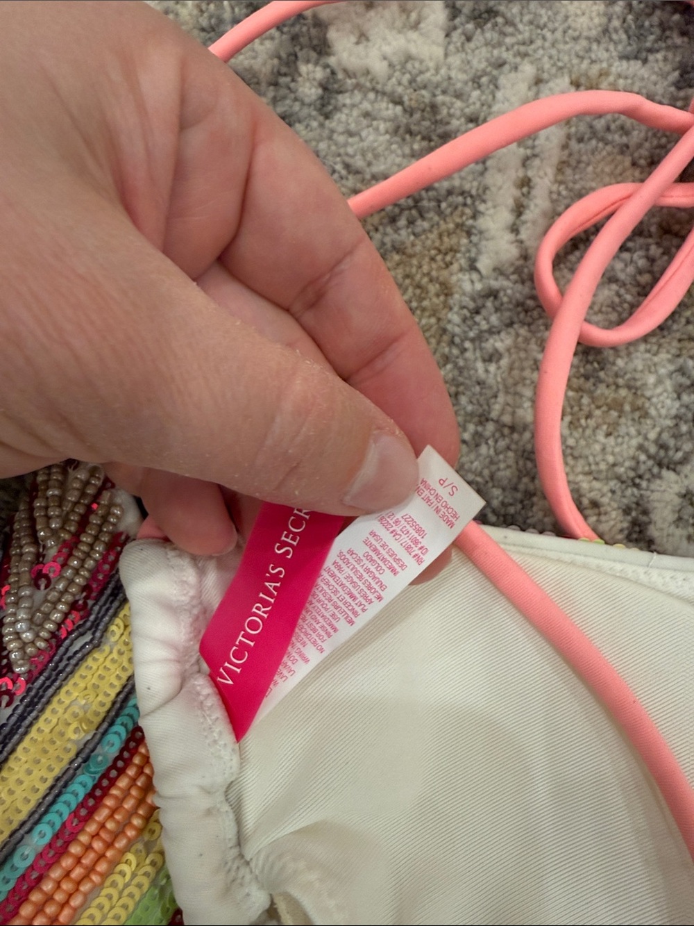 Victoria's Secret Multicolor Beaded Triangle Bikini Top - Picture 2 of 2